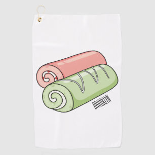 Swiss roll / roll cake cartoon illustration golf towel