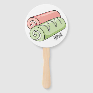 Swiss roll / roll cake cartoon illustration  hand fan