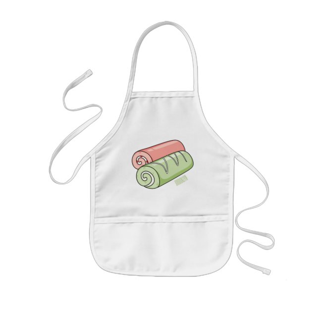 Swiss roll / roll cake cartoon illustration  kids apron (Front)