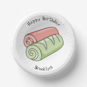 Swiss roll / roll cake cartoon illustration paper plate