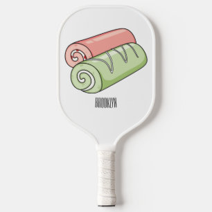 Swiss roll / roll cake cartoon illustration pickleball paddle
