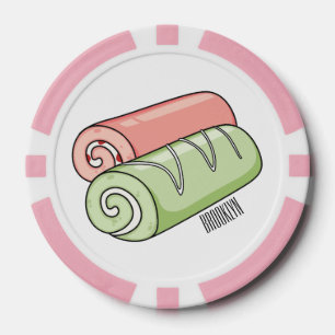 Swiss roll / roll cake cartoon illustration poker chips