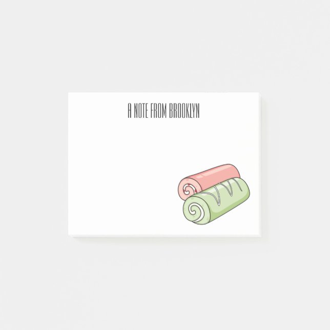 Swiss roll / roll cake cartoon illustration  post-it notes (Front)