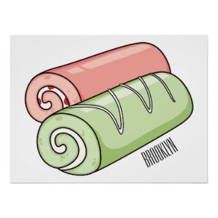 Swiss roll / roll cake cartoon illustration  poster