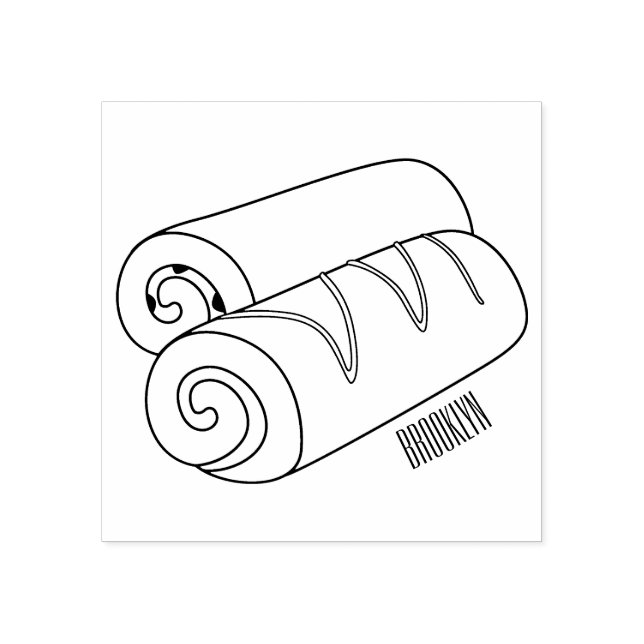 Swiss roll / roll cake cartoon illustration rubber stamp (Imprint)