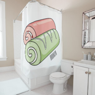 Swiss roll / roll cake cartoon illustration shower curtain