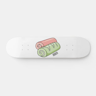 Swiss roll / roll cake cartoon illustration skateboard