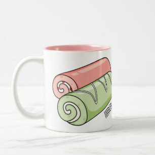 Swiss roll / roll cake cartoon illustration  Two-Tone coffee mug