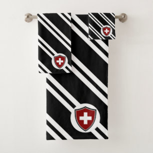 Swiss shield flag bath towel set