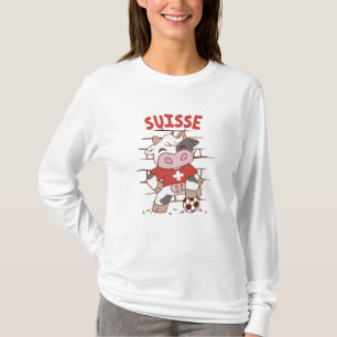 Swiss Soccer Cow Football Fan Switzerland Flag T-Shirt