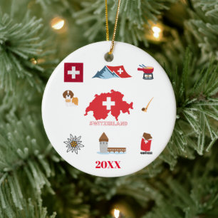 Swiss Souvenir Combo Ceramic Tree Decoration