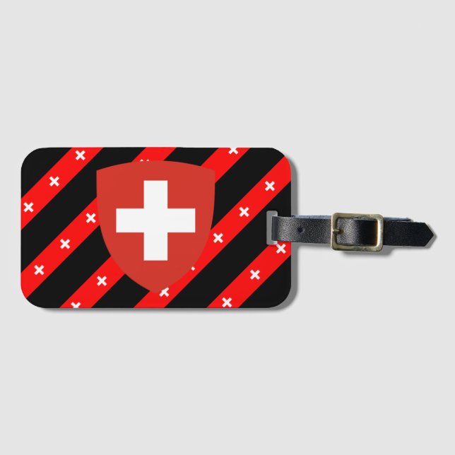 Swiss stripes flag luggage tag (Front Horizontal)