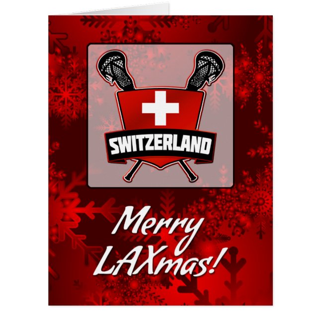Swiss Switzerland Lacrosse Shield Christmas Card (Front)