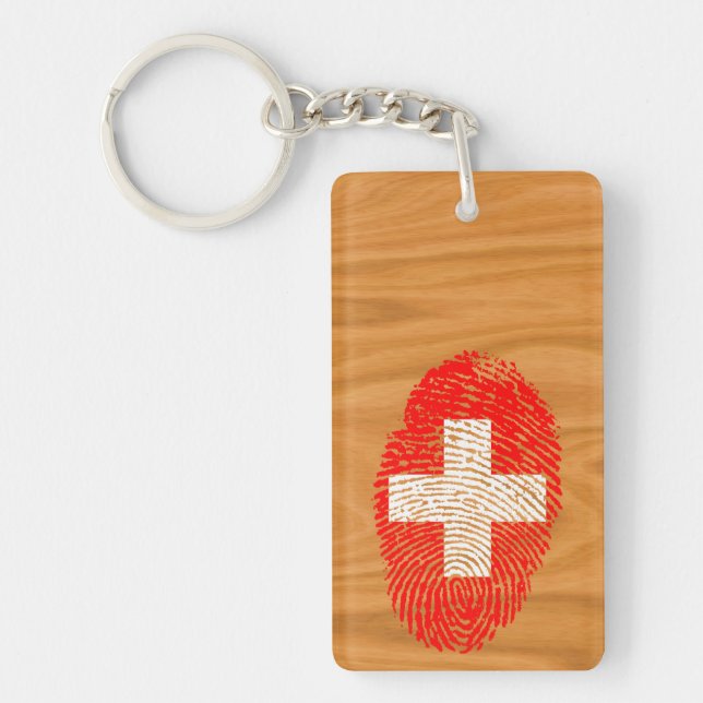 Swiss touch fingerprint flag key ring (Front)
