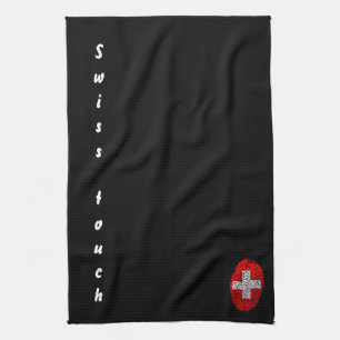 Swiss touch fingerprint flag tea towel