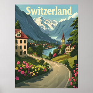 Swiss Tranquility: Lakeside Retreat Alpine Poster