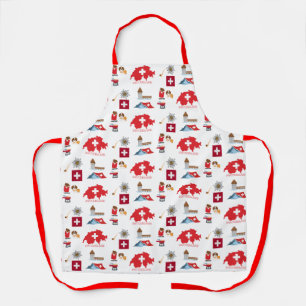 Swiss Travel and Culture Icons Pattern Apron