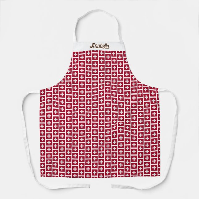 Swiss Travel and Culture Icons Pattern Apron (Front)