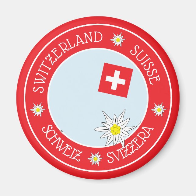Swiss Travel Souvenir Red Refrigerator Magnet (Front)