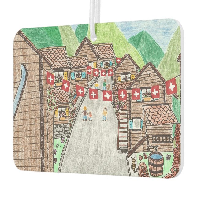 Swiss village car air freshener (Left)