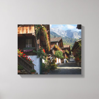Swiss VillageWith Flower Boxes  Canvas Print