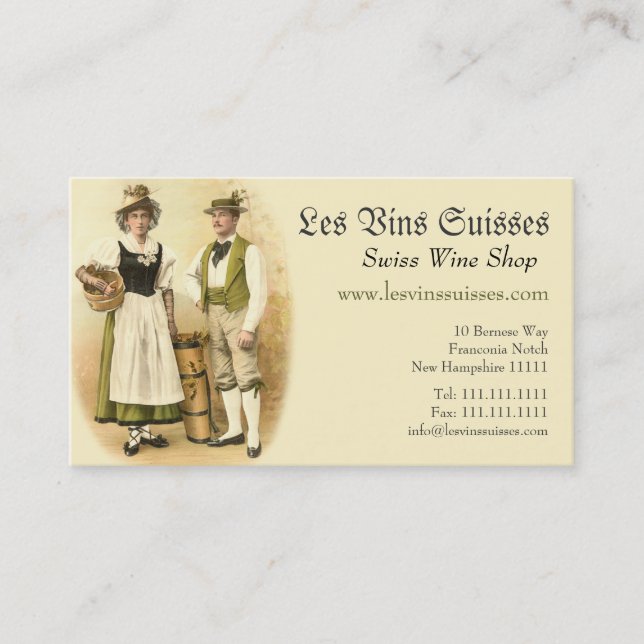 Swiss Wine Growers in Traditional Costume Business Card (Front)