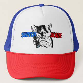 Switchblade Cat Trucker Hat by Phil Elmore
