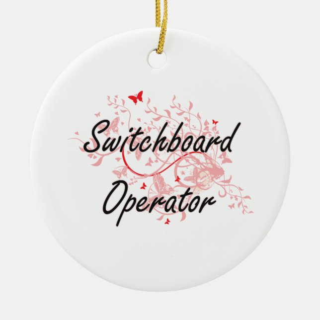 Switchboard Operator Artistic Job Design with Butt Ceramic Tree Decoration (Front)