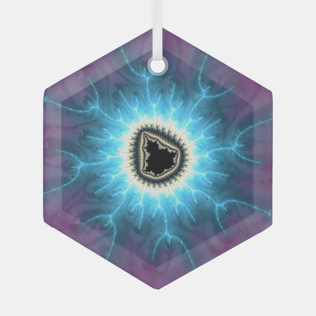 Switched On Mandelbrot Shocking Fractal Abstract  Glass Tree Decoration (Front)