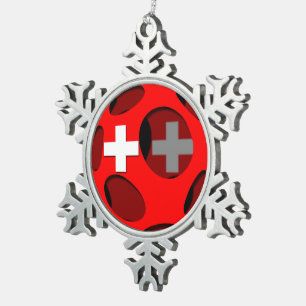Switzerland #1 snowflake pewter christmas ornament