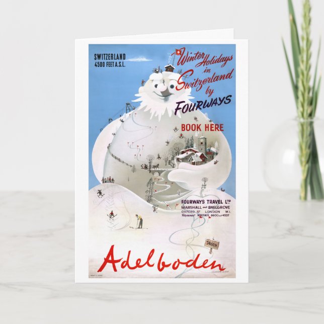 Switzerland Adelboden Vintage Travel Poster Card (Front)