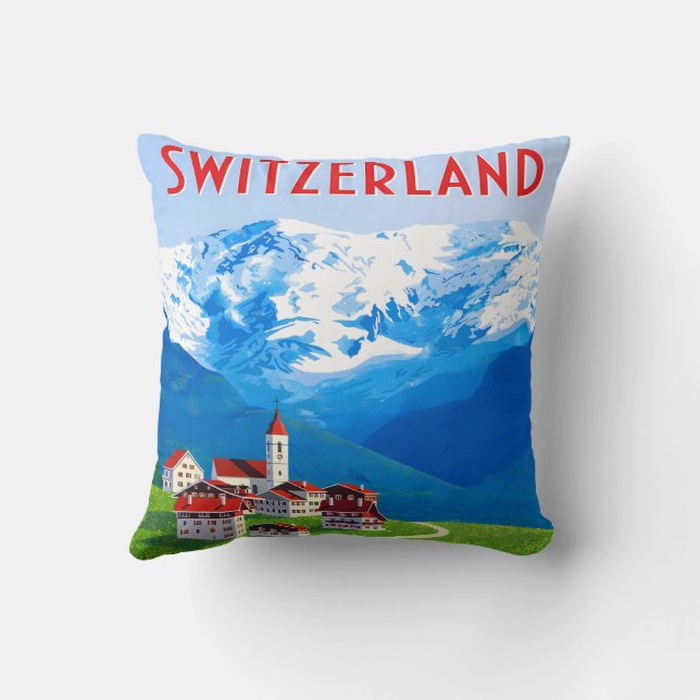 Switzerland Alpine Village Throw Pillow (Back)