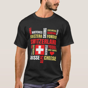 Switzerland Alps Cows Fondue Cheese Skiing Swiss L T-Shirt