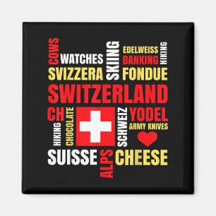 Switzerland alps cows fondue cheese skiing swiss magnet