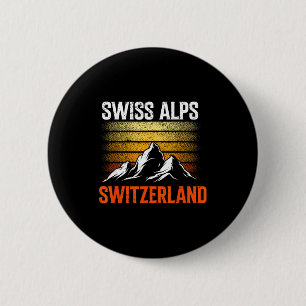 Switzerland alps vintage skiing mountains swiss 6 cm round badge
