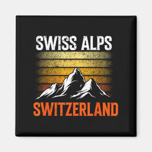 Switzerland alps vintage skiing mountains swiss magnet
