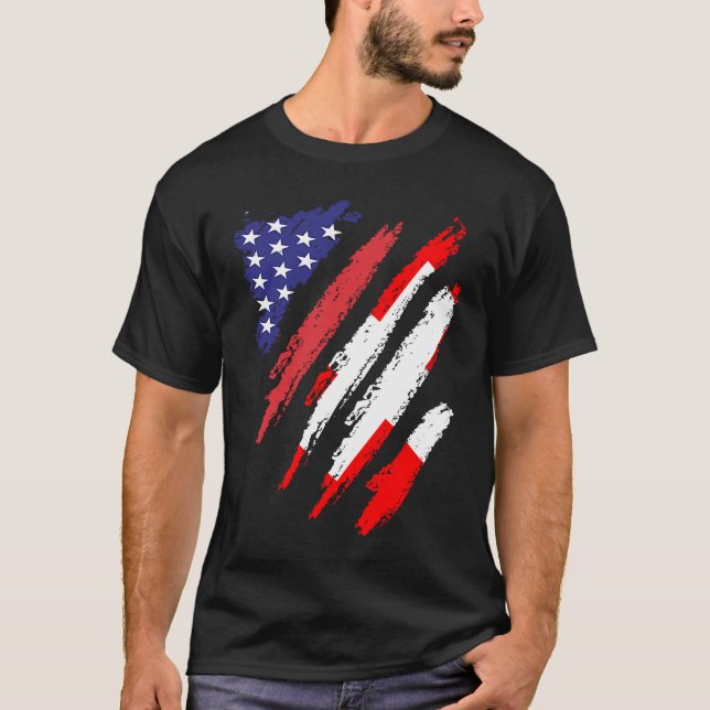 Switzerland American Grown Flag USA Patriot Herita T-Shirt (Front)