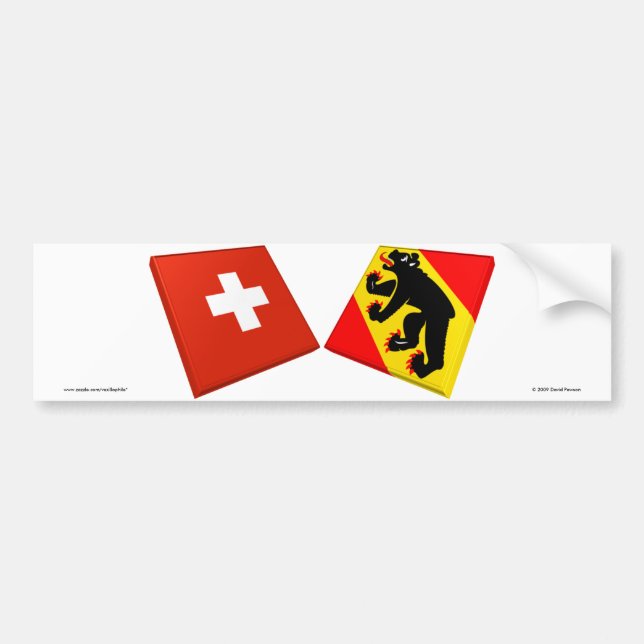Switzerland and Bern Flags Bumper Sticker (Front)