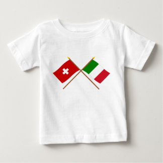 Switzerland and Italy Crossed Flags Baby T-Shirt