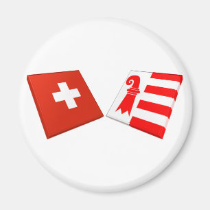 Switzerland and Jura Flags Magnet