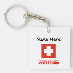 Switzerland and Swiss Flag Personalised  Key Ring