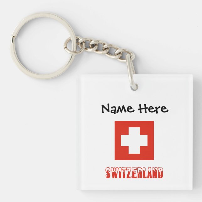 Switzerland and Swiss Flag Personalised  Key Ring (Front)