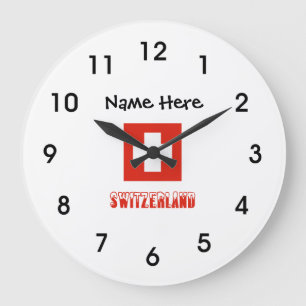 Switzerland and Swiss Flag Personalised Large Clock
