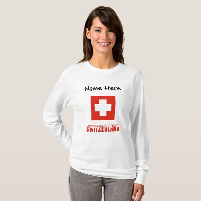 Switzerland and Swiss Flag Personalised Women's  T-Shirt (Front Full)