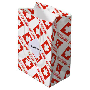 Switzerland and Swiss Flag Tiled with Your Name Medium Gift Bag