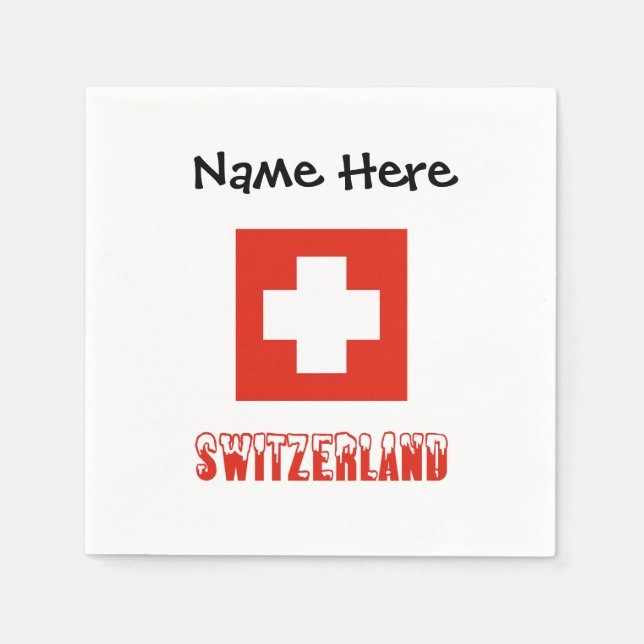 Switzerland and Swiss Flag with Your Name Napkin (Front)