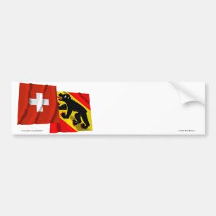 Switzerland & Bern Waving Flags Bumper Sticker
