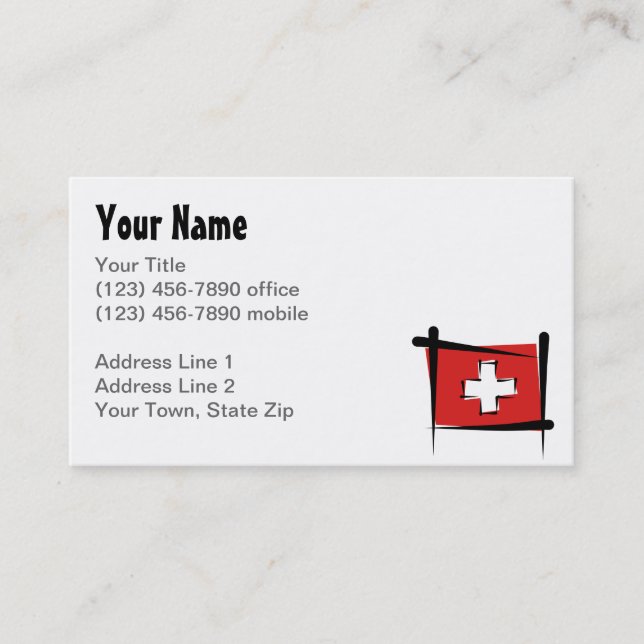 Switzerland Brush Flag Business Card (Front)