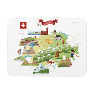 Switzerland Cartoon Map Magnet
