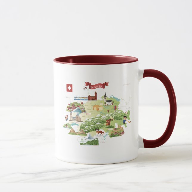 Switzerland Cartoon Map Mug (Right)